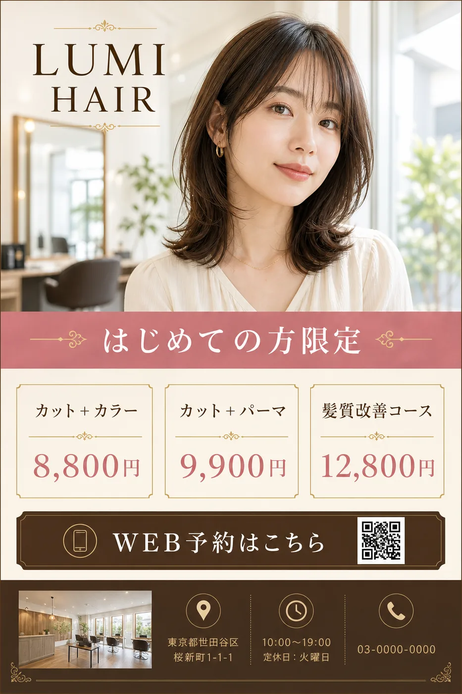 LUMI HAIR サロン集客チラシの制作サンプル