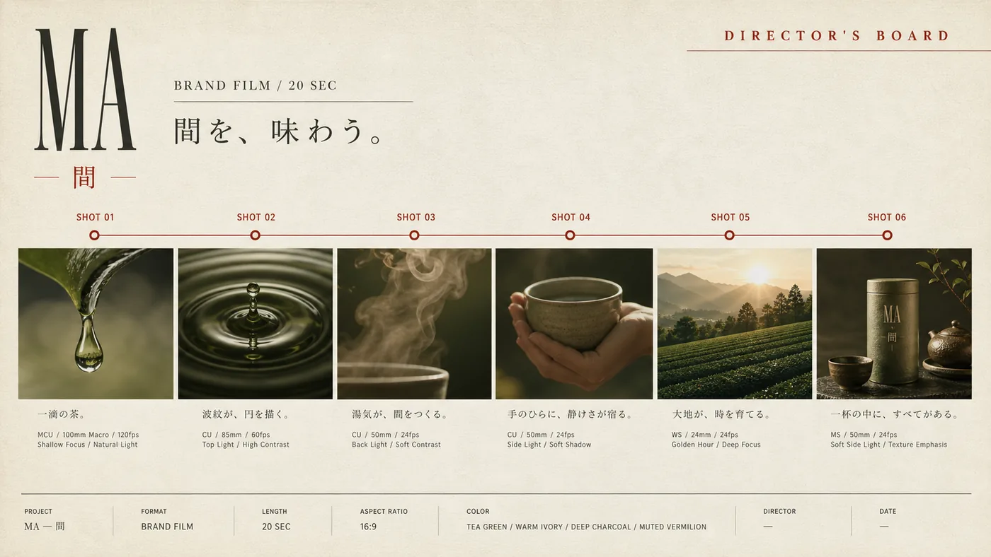 MA ブランドフィルム 絵コンテの制作サンプル