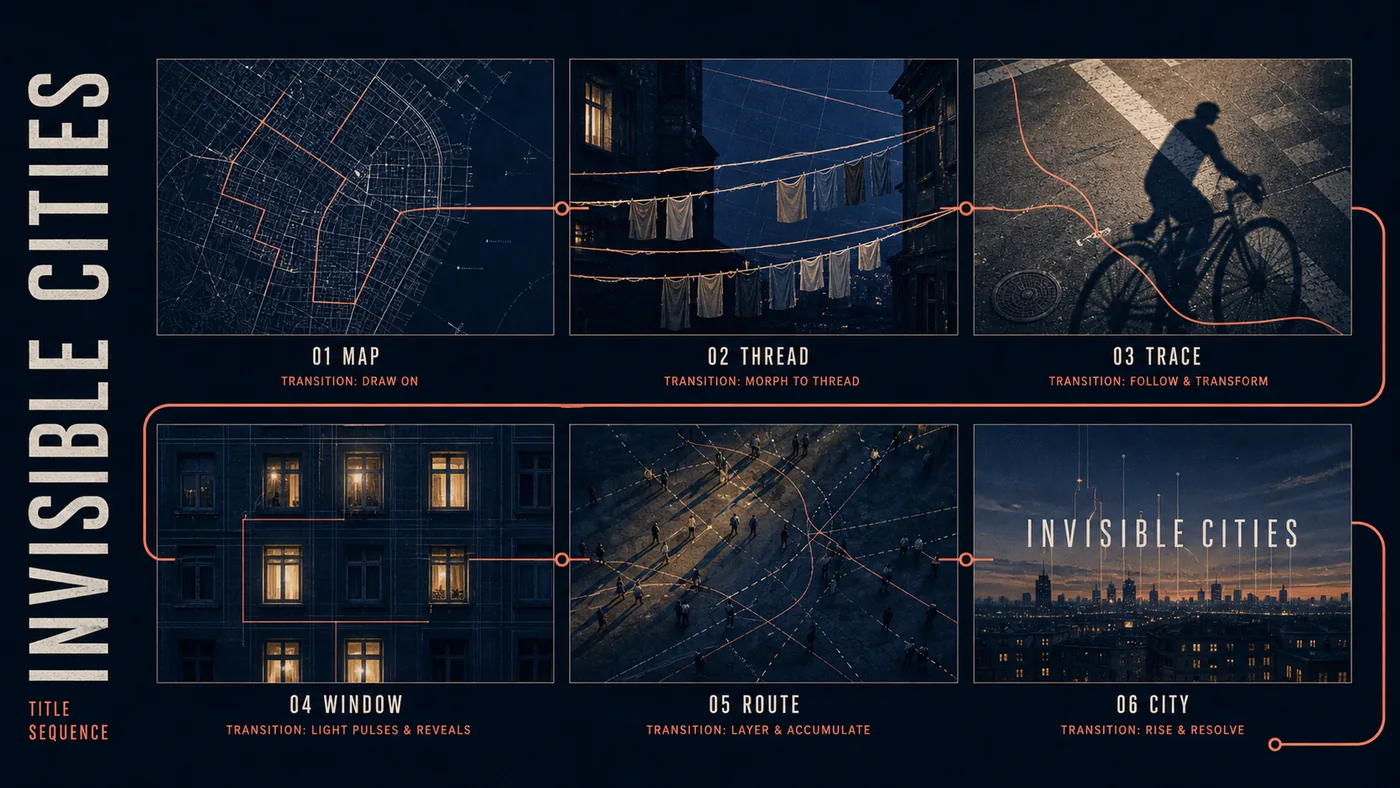INVISIBLE CITIES タイトルシーケンスの制作サンプル