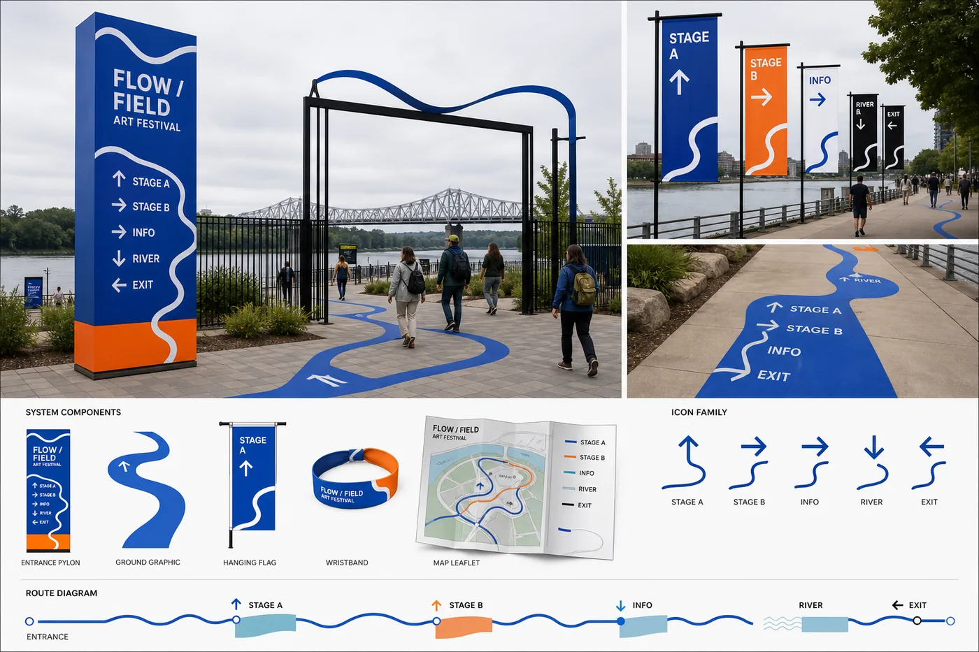 FLOW FIELD 公園の誘導サイン計画の制作サンプル