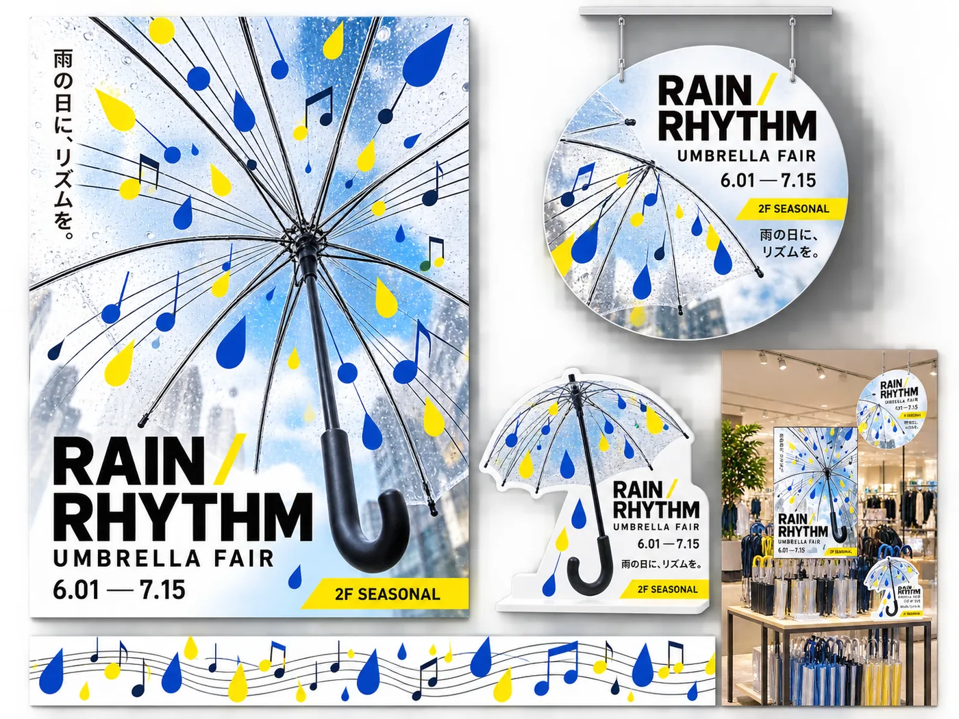 RAIN RHYTHM 傘フェア 販促の制作サンプル