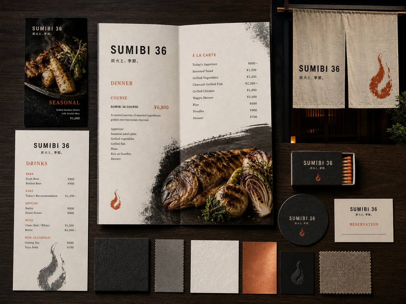 SUMIBI 36 炭火料理店ブランディングの制作サンプル